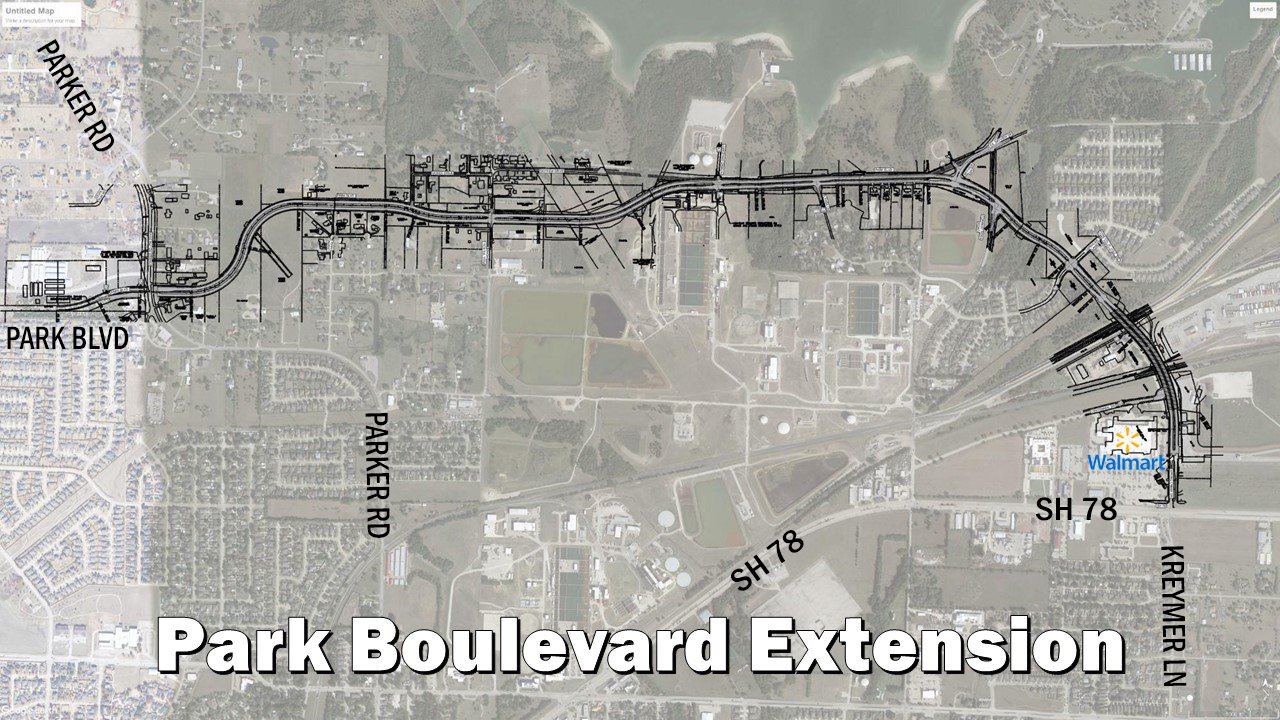 Park Blvd Extension map from Walmart to Parker Road